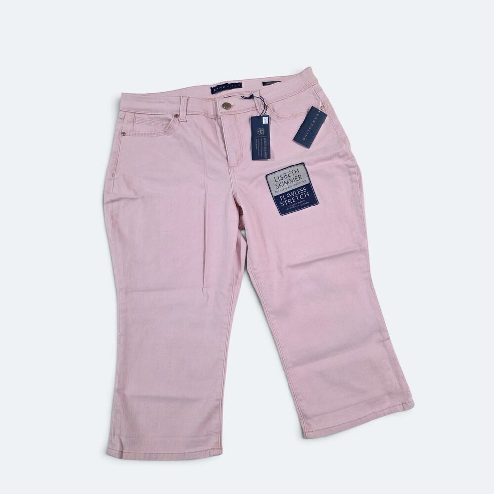 Bandolino Lisbeth Skimmer Capri Jeans 14P Pink Curvy Skinny Flawless Stretch NWT